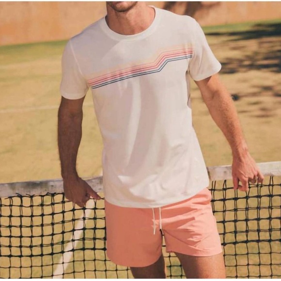 Marine Layer Other - Marine Layer Men’s Medium Striped White T-Shirt and Peach Shorts Set